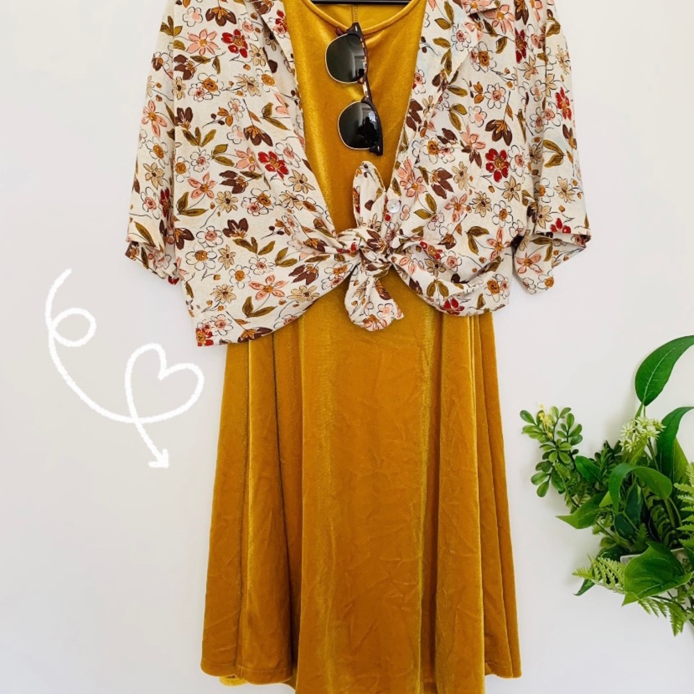 Mustard Yellow Velvet Slip Dress